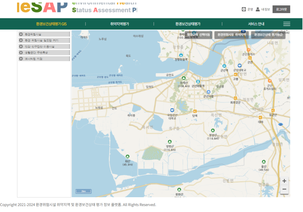 eHeaSAP WebGIS 구현 화면